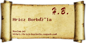 Hricz Borbála névjegykártya