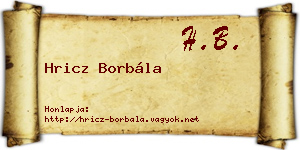 Hricz Borbála névjegykártya